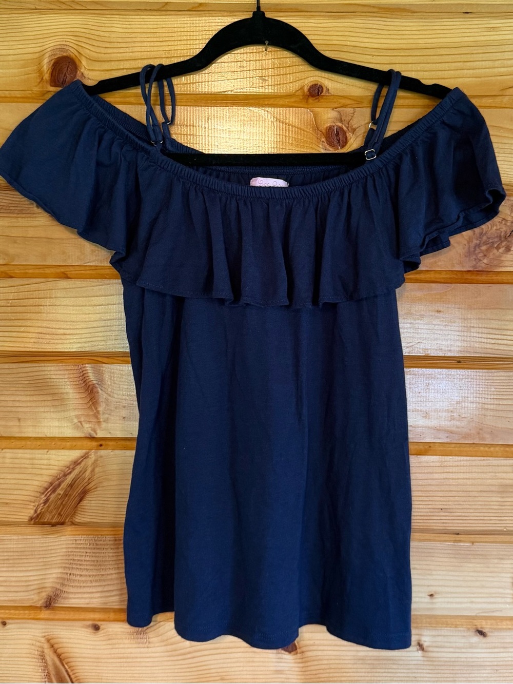 Lilly Pulitzer Navy Off-Shoulder Ruffle Top